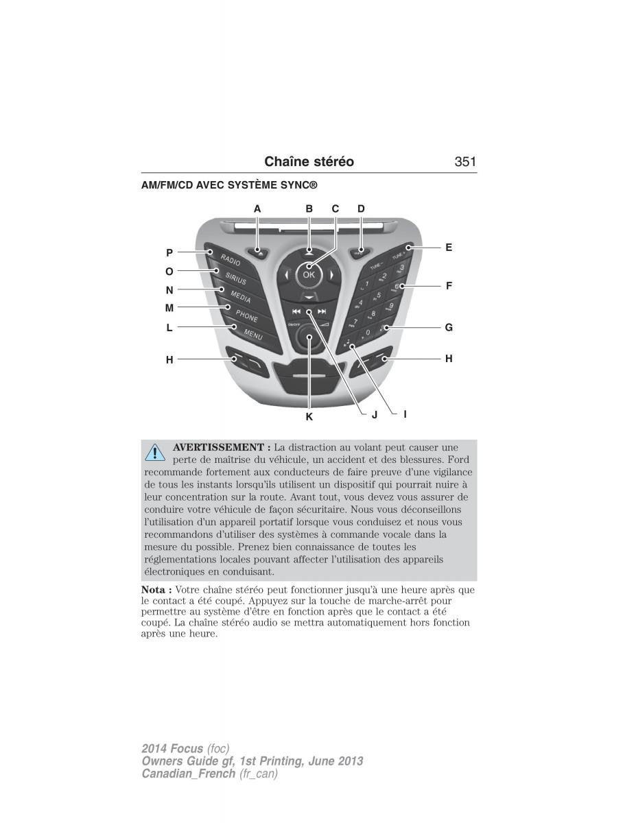 Ford Focus III 3 manuel du proprietaire / page 352