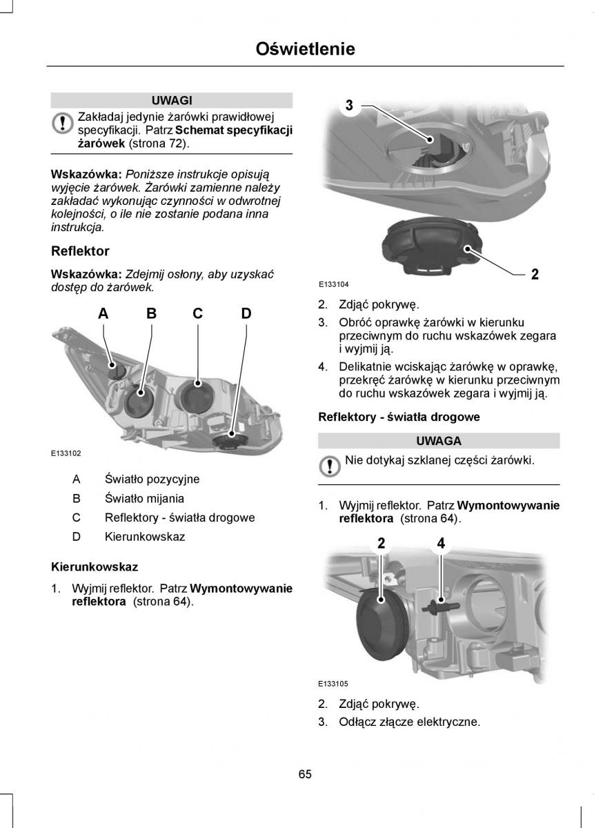 Ford Focus III 3 instrukcja obslugi / page 67