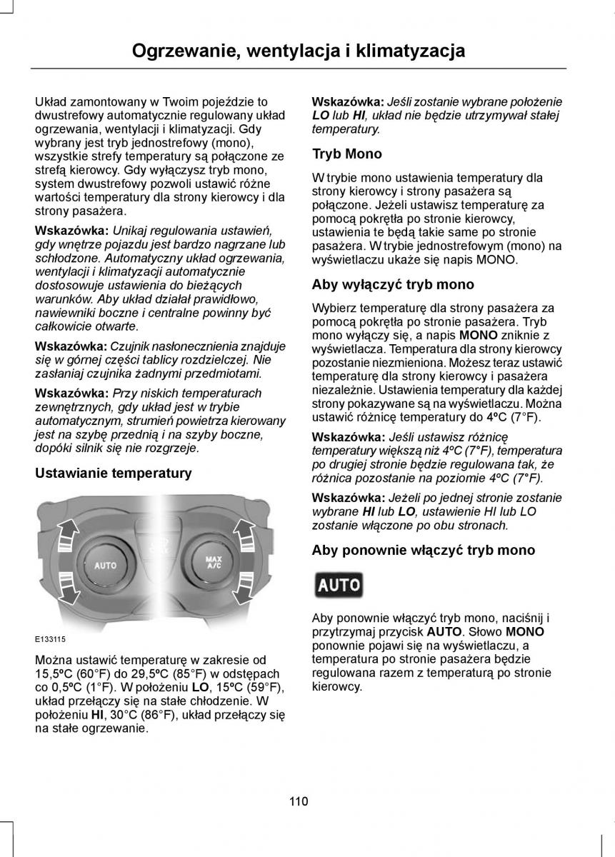 Ford Focus III 3 instrukcja obslugi / page 112