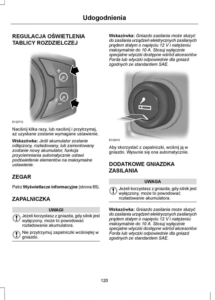 Ford Focus III 3 instrukcja obslugi / page 122