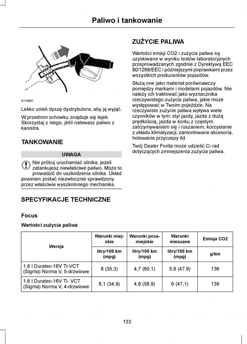 Ford Focus III 3 instrukcja obslugi / page 135