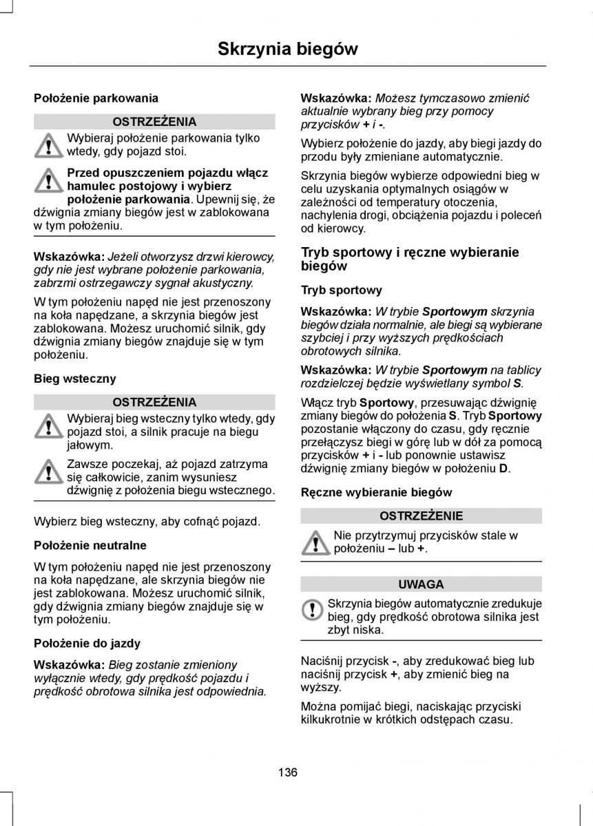 Ford Focus III 3 instrukcja obslugi / page 138