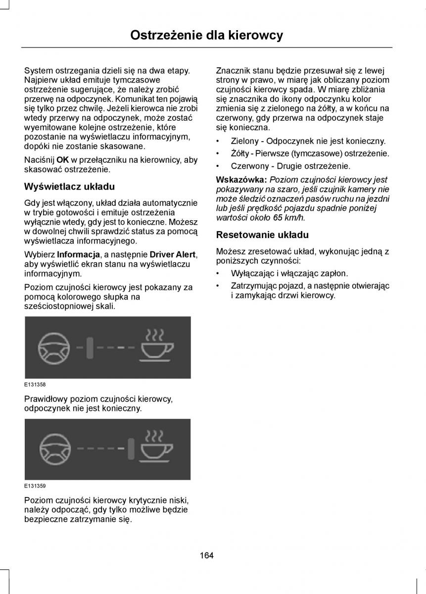 Ford Focus III 3 instrukcja obslugi / page 166