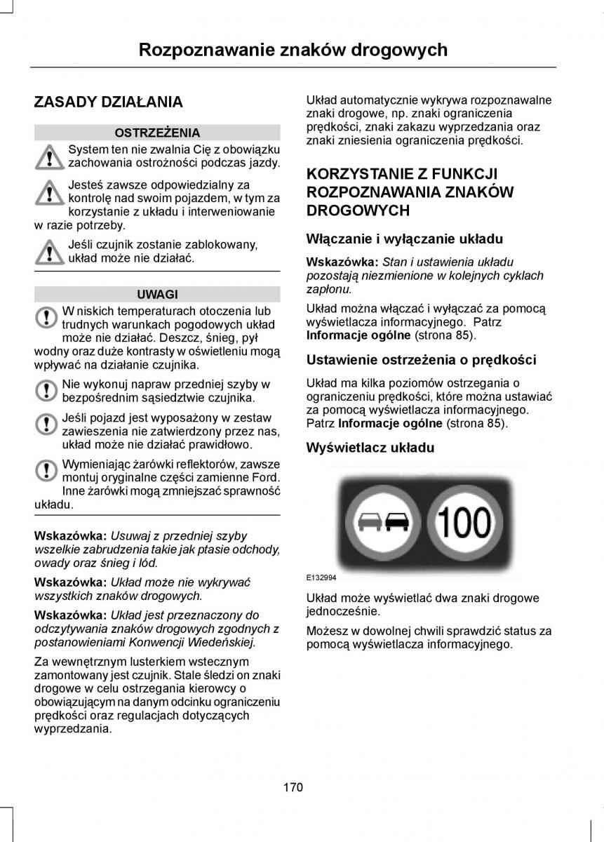 Ford Focus III 3 instrukcja obslugi / page 172