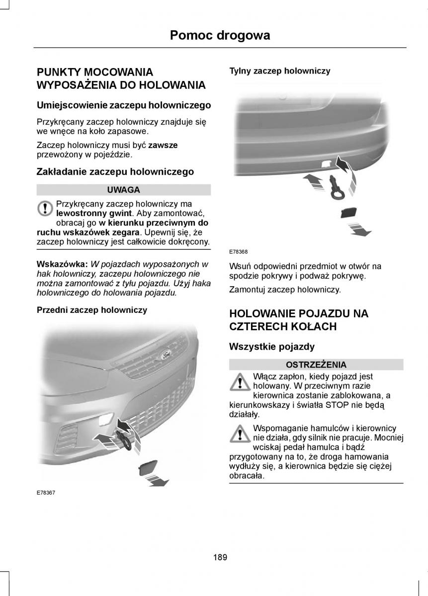 Ford Focus III 3 instrukcja obslugi / page 191