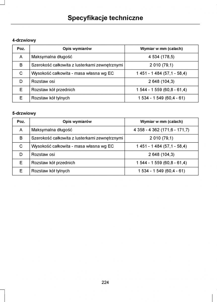 Ford Focus III 3 instrukcja obslugi / page 226