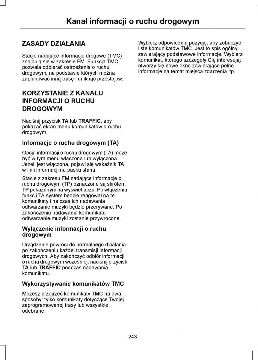 Ford Focus III 3 instrukcja obslugi / page 245