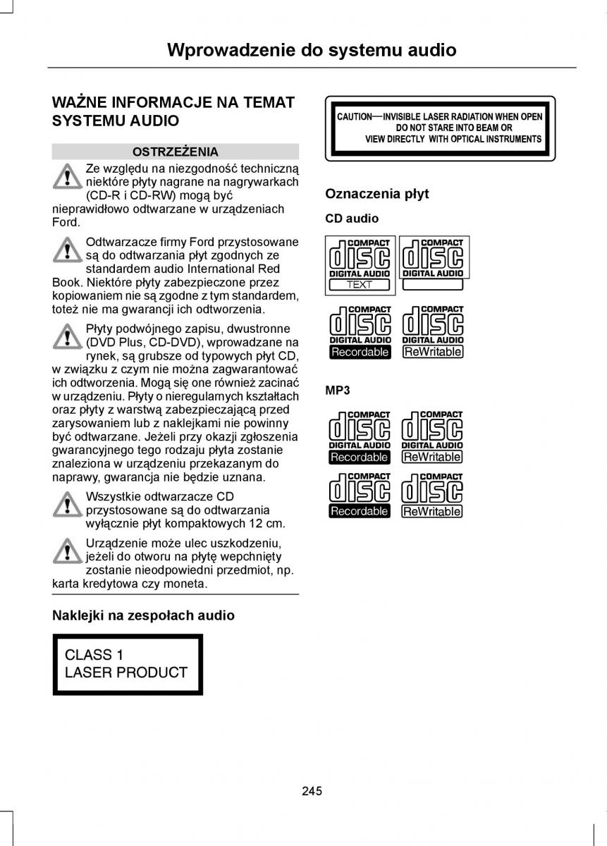 Ford Focus III 3 instrukcja obslugi / page 247