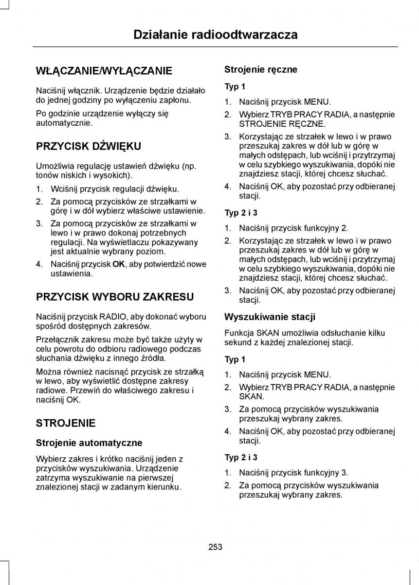 Ford Focus III 3 instrukcja obslugi / page 255