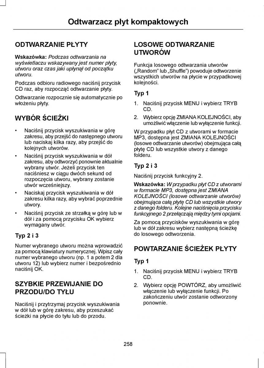 Ford Focus III 3 instrukcja obslugi / page 260