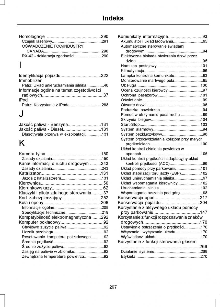 Ford Focus III 3 instrukcja obslugi / page 299