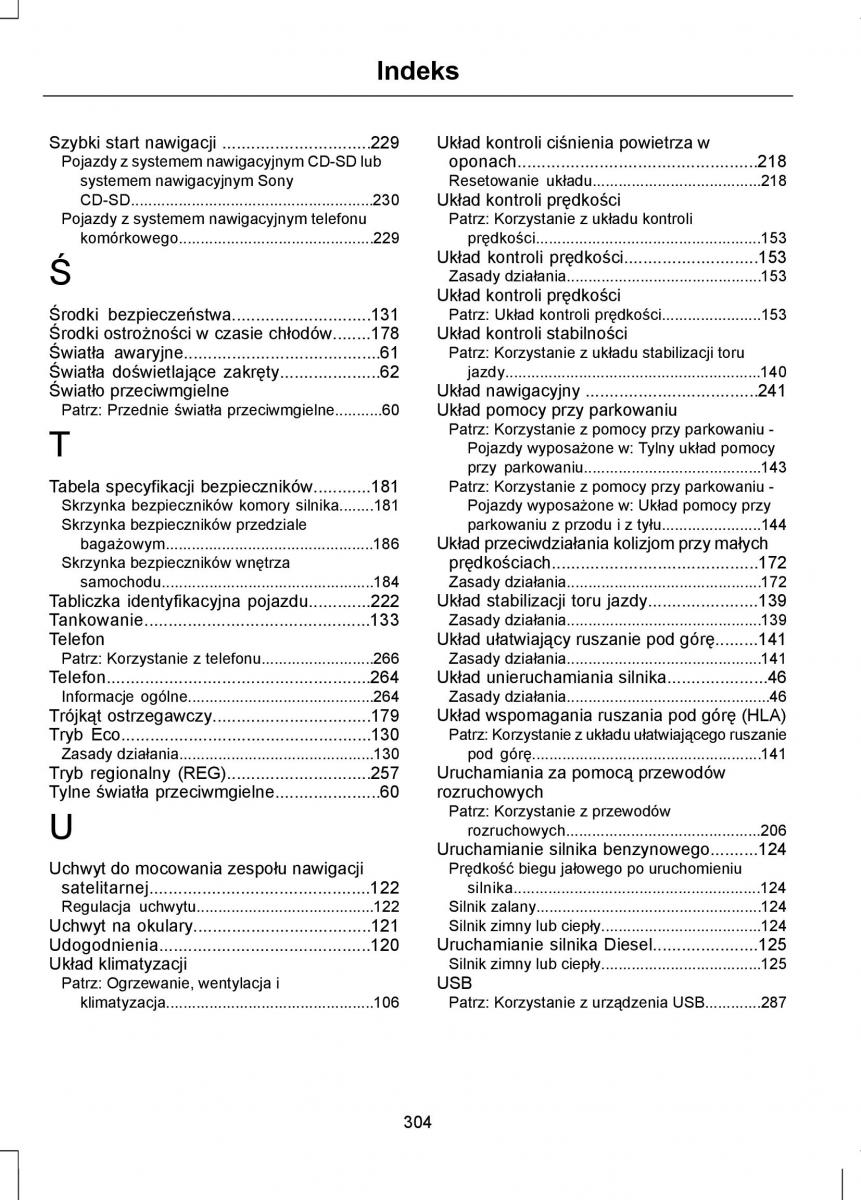 Ford Focus III 3 instrukcja obslugi / page 306