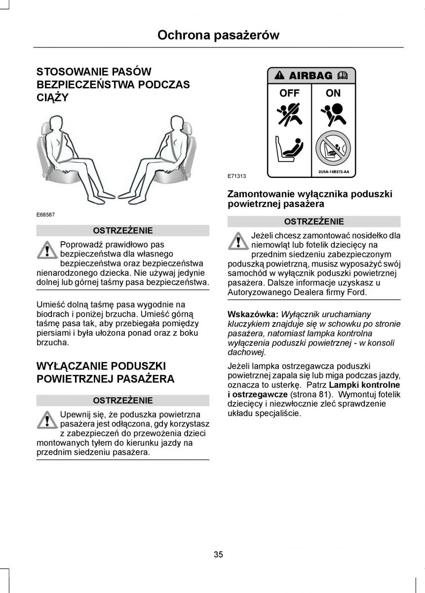 Ford Focus III 3 instrukcja obslugi / page 37