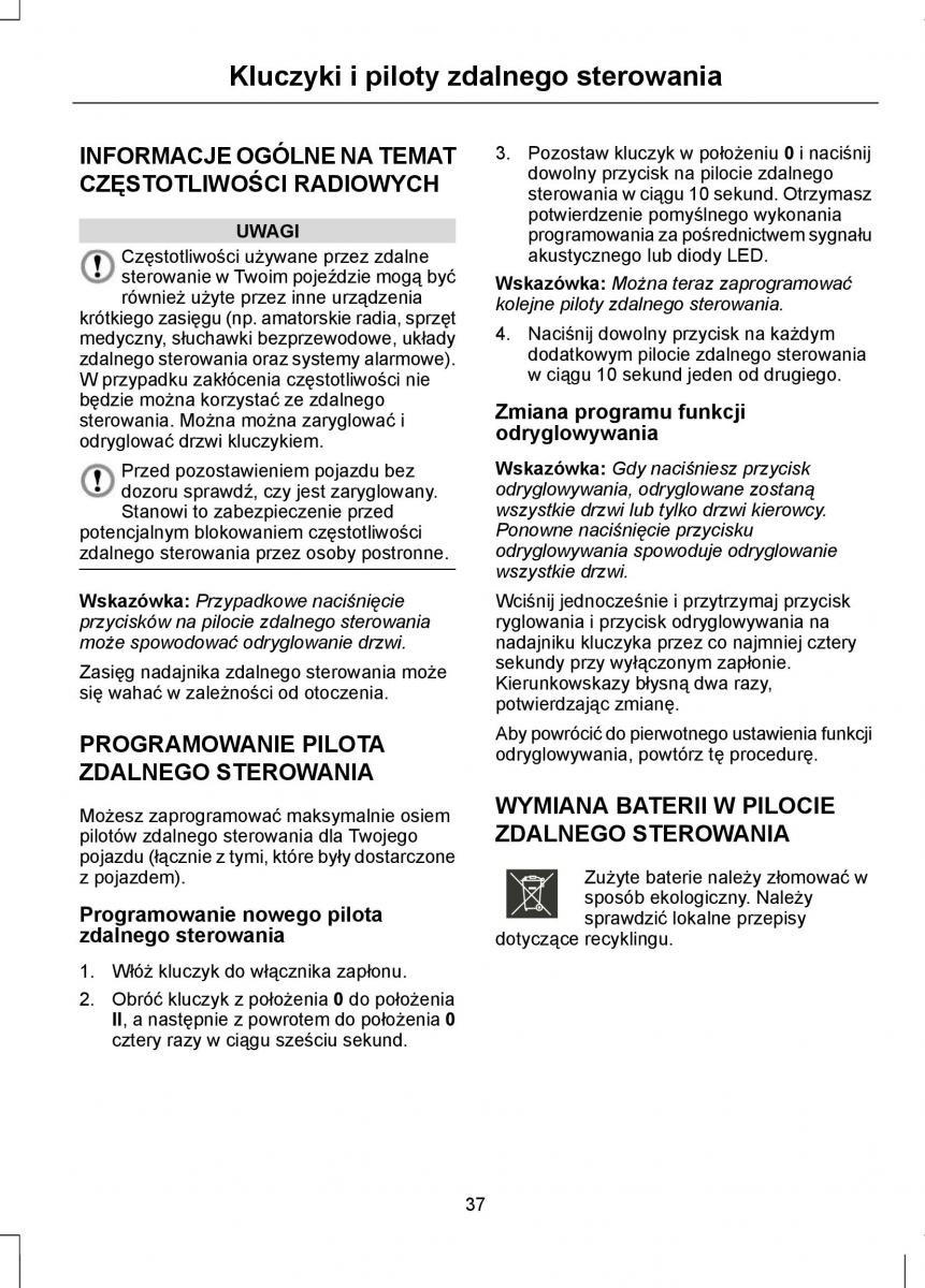 Ford Focus III 3 instrukcja obslugi / page 39