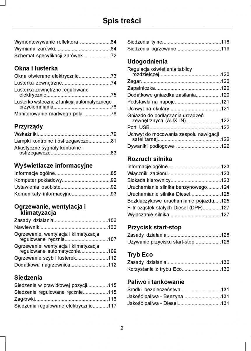 Ford Focus III 3 instrukcja obslugi / page 4