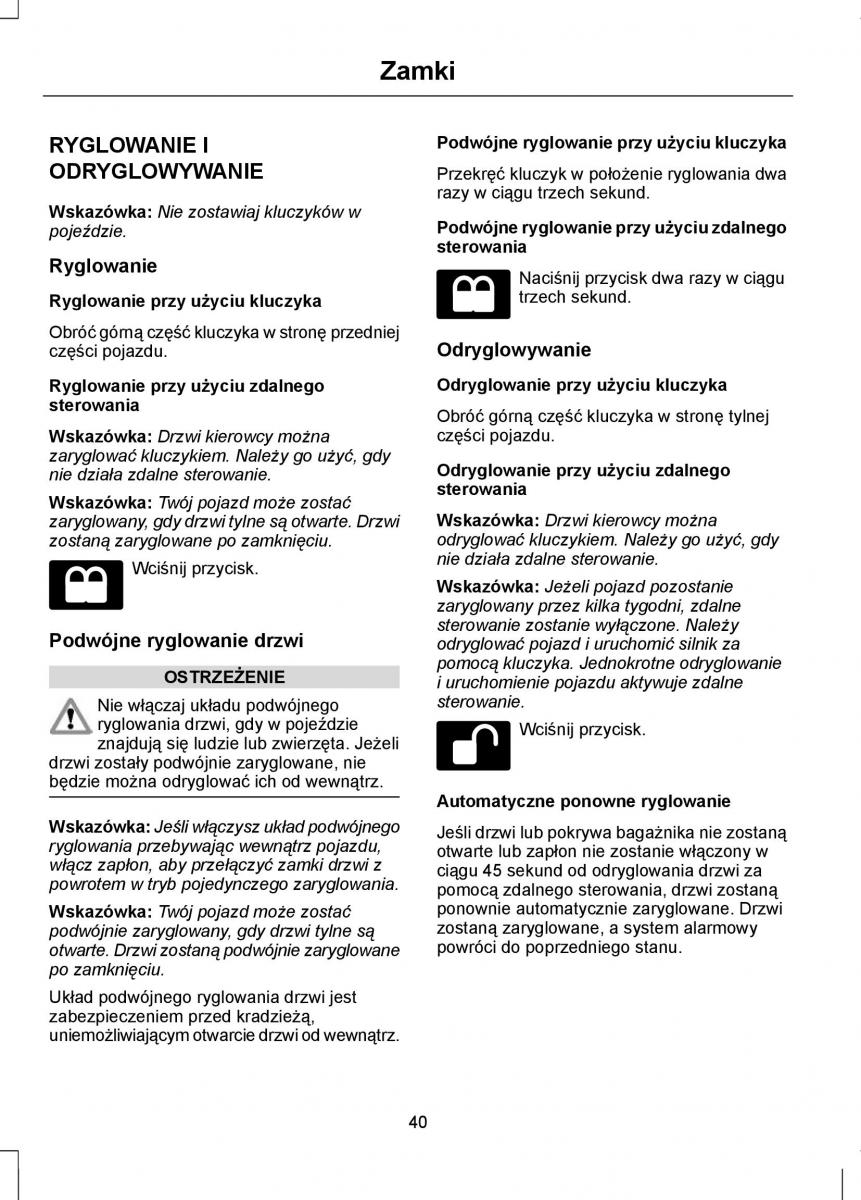 Ford Focus III 3 instrukcja obslugi / page 42