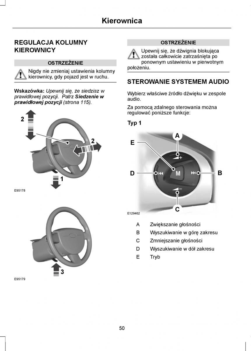 Ford Focus III 3 instrukcja obslugi / page 52