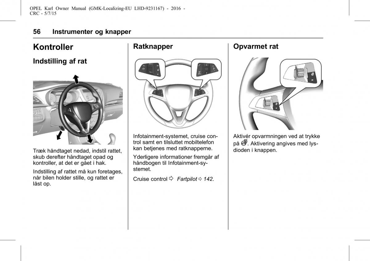 Opel Karl Bilens instruktionsbog / page 57