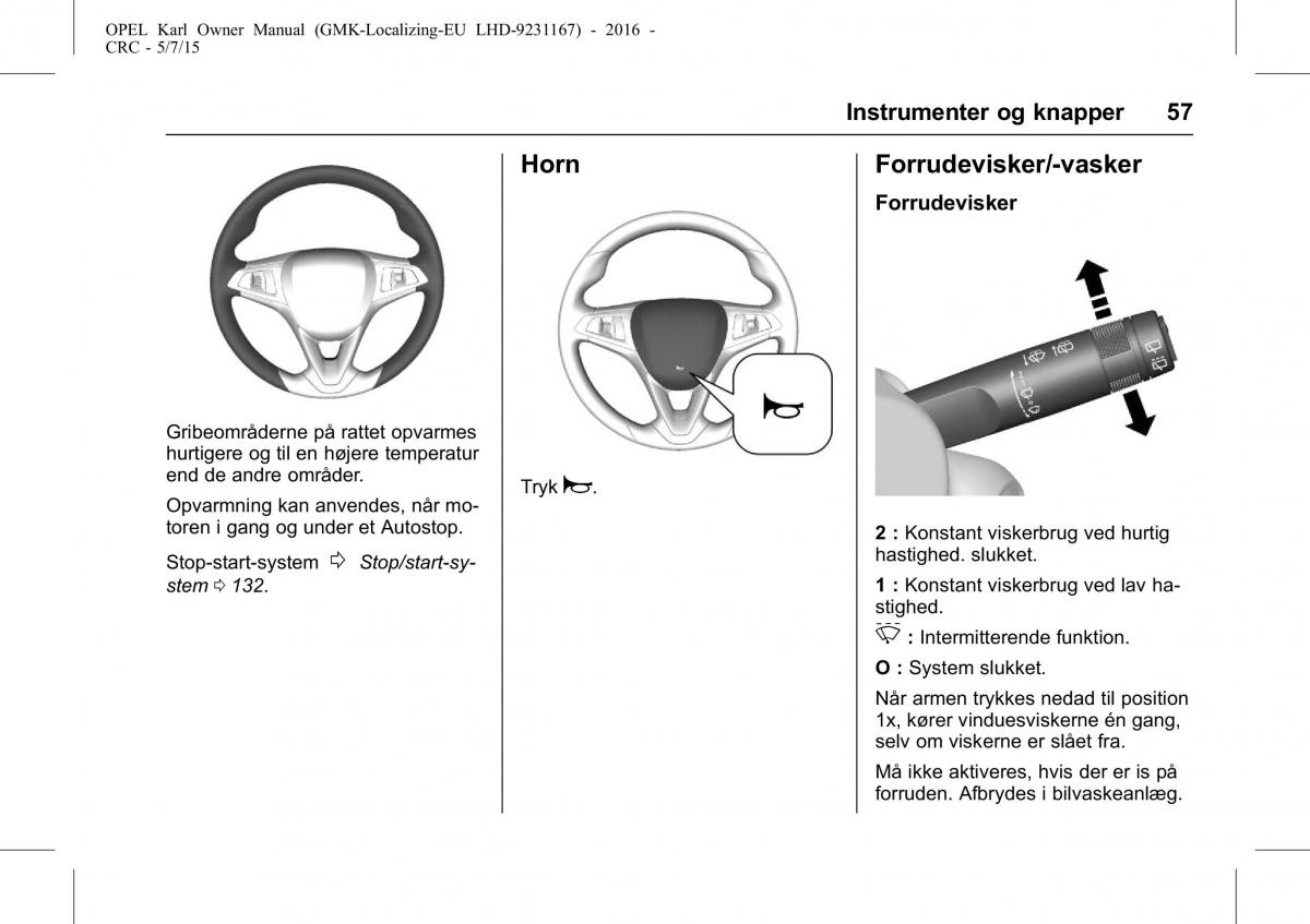 Opel Karl Bilens instruktionsbog / page 58