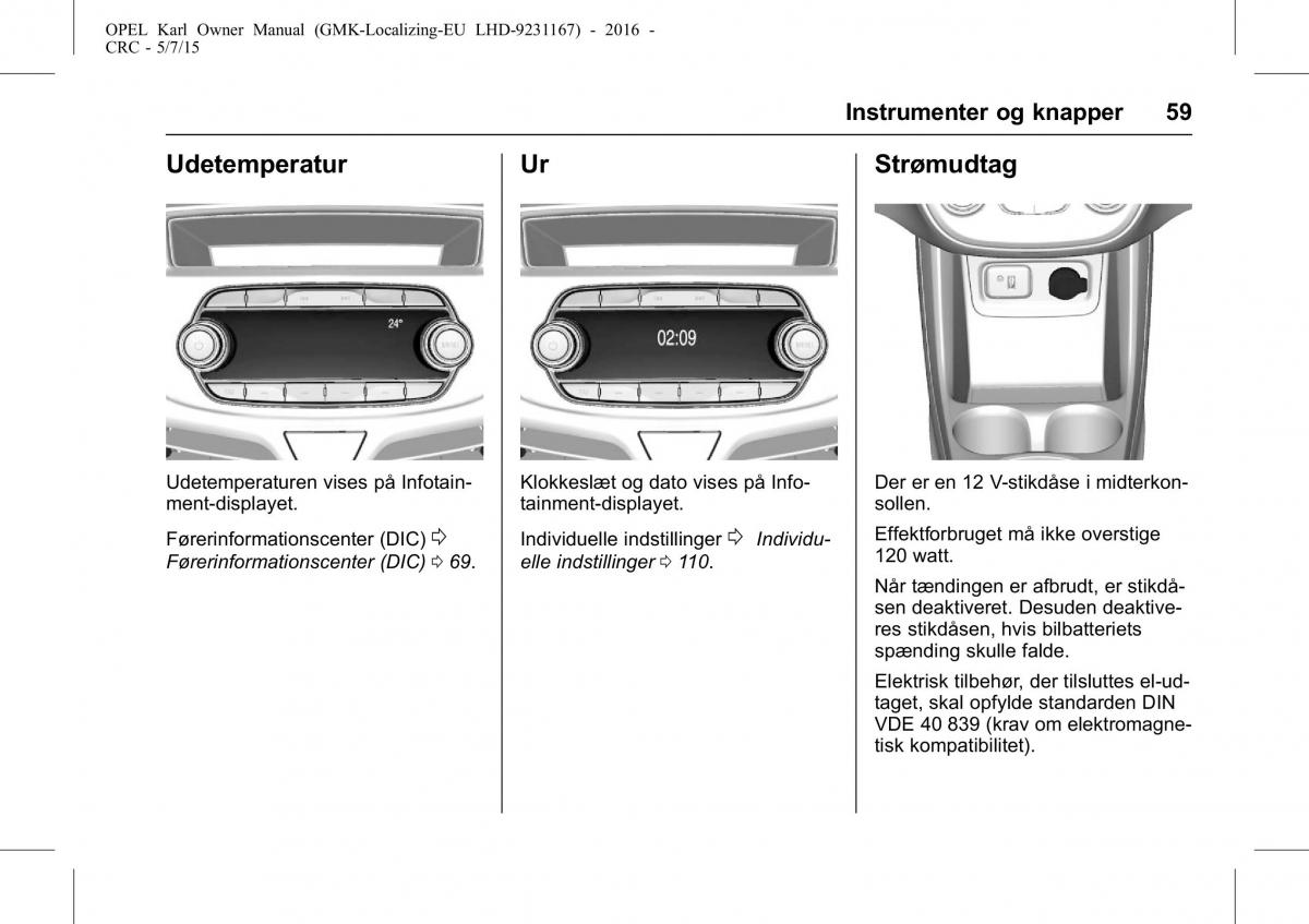 Opel Karl Bilens instruktionsbog / page 60