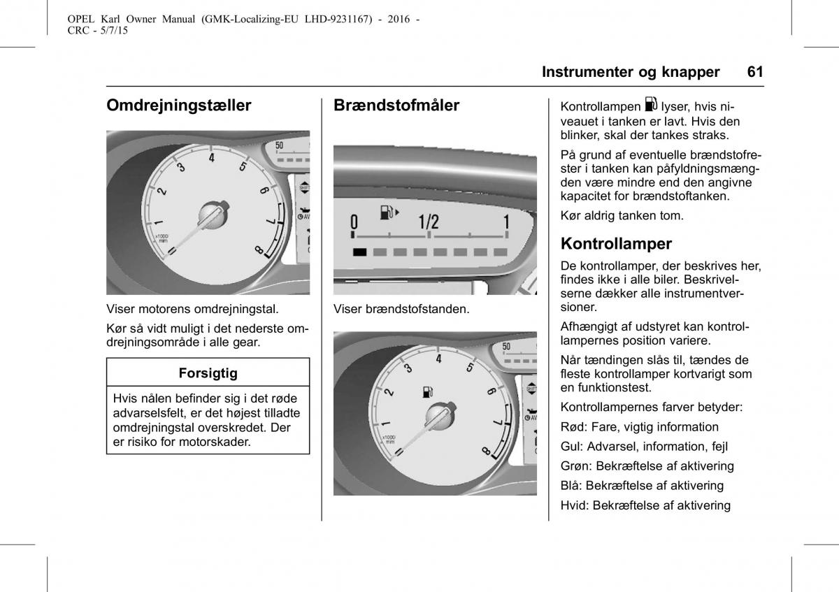 Opel Karl Bilens instruktionsbog / page 62