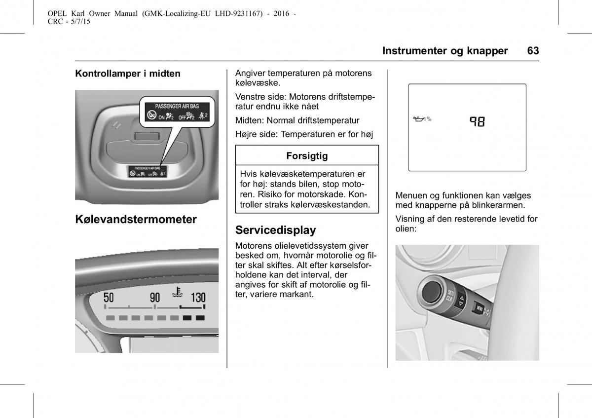 Opel Karl Bilens instruktionsbog / page 64