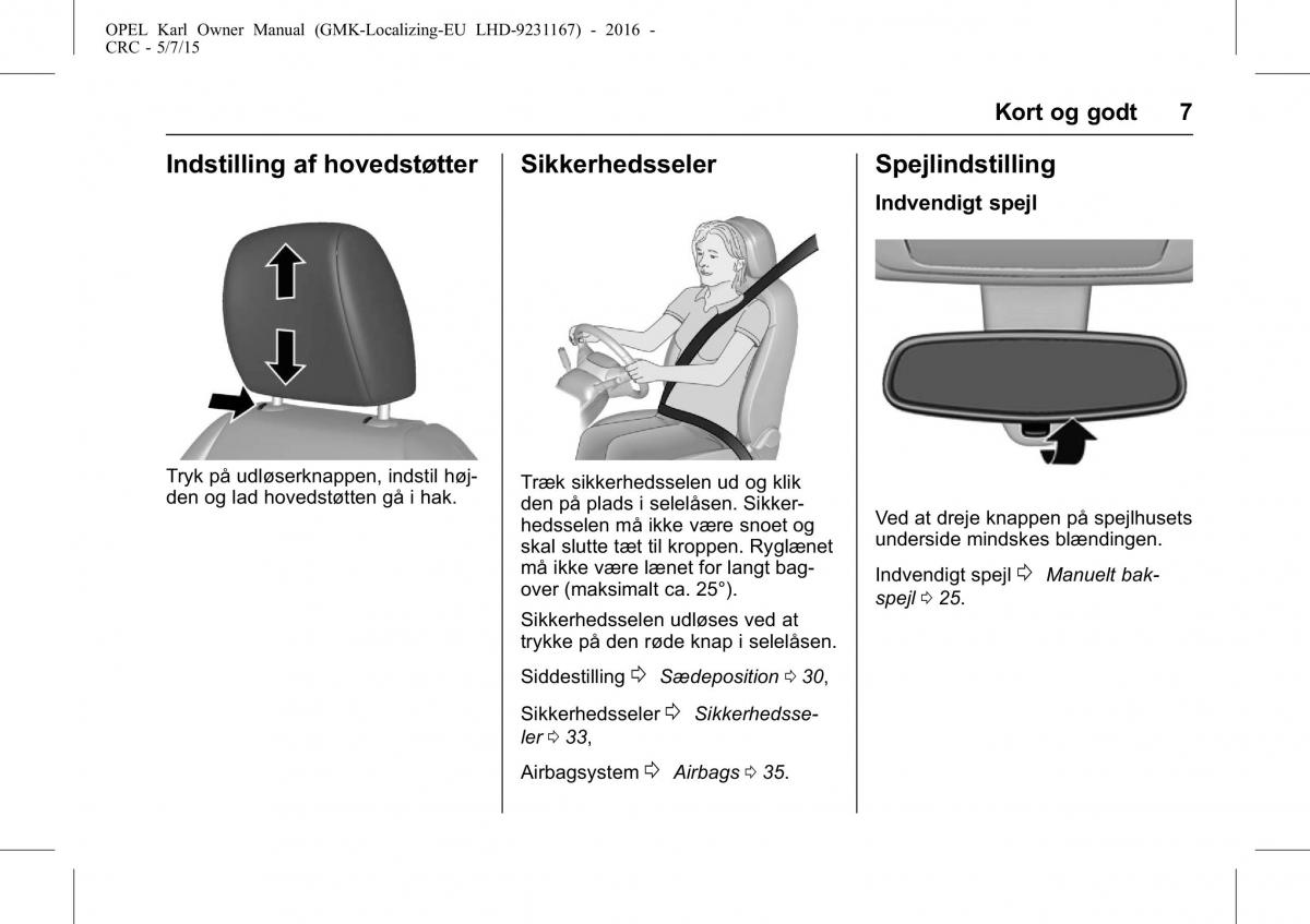 Opel Karl Bilens instruktionsbog / page 8