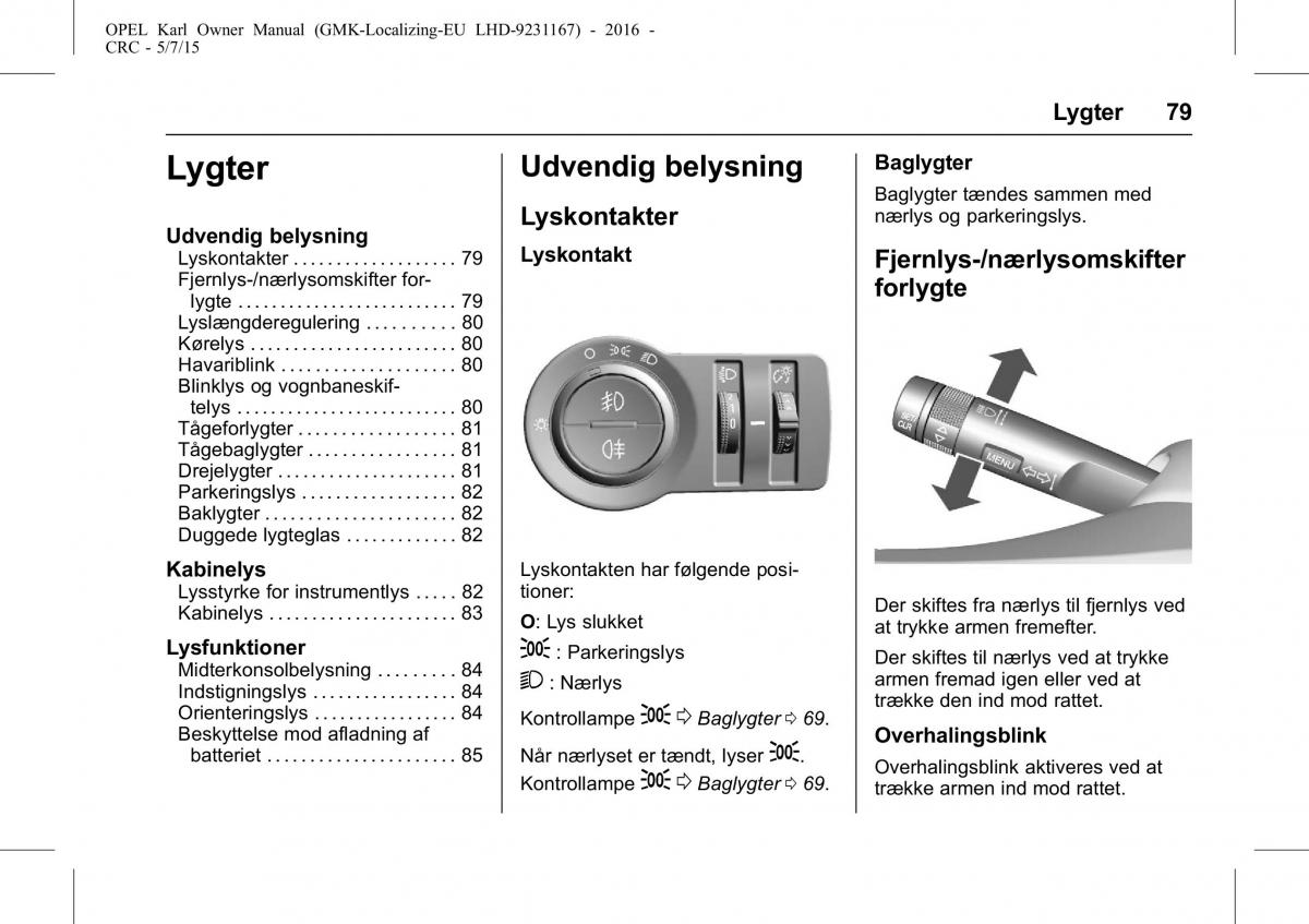 Opel Karl Bilens instruktionsbog / page 80