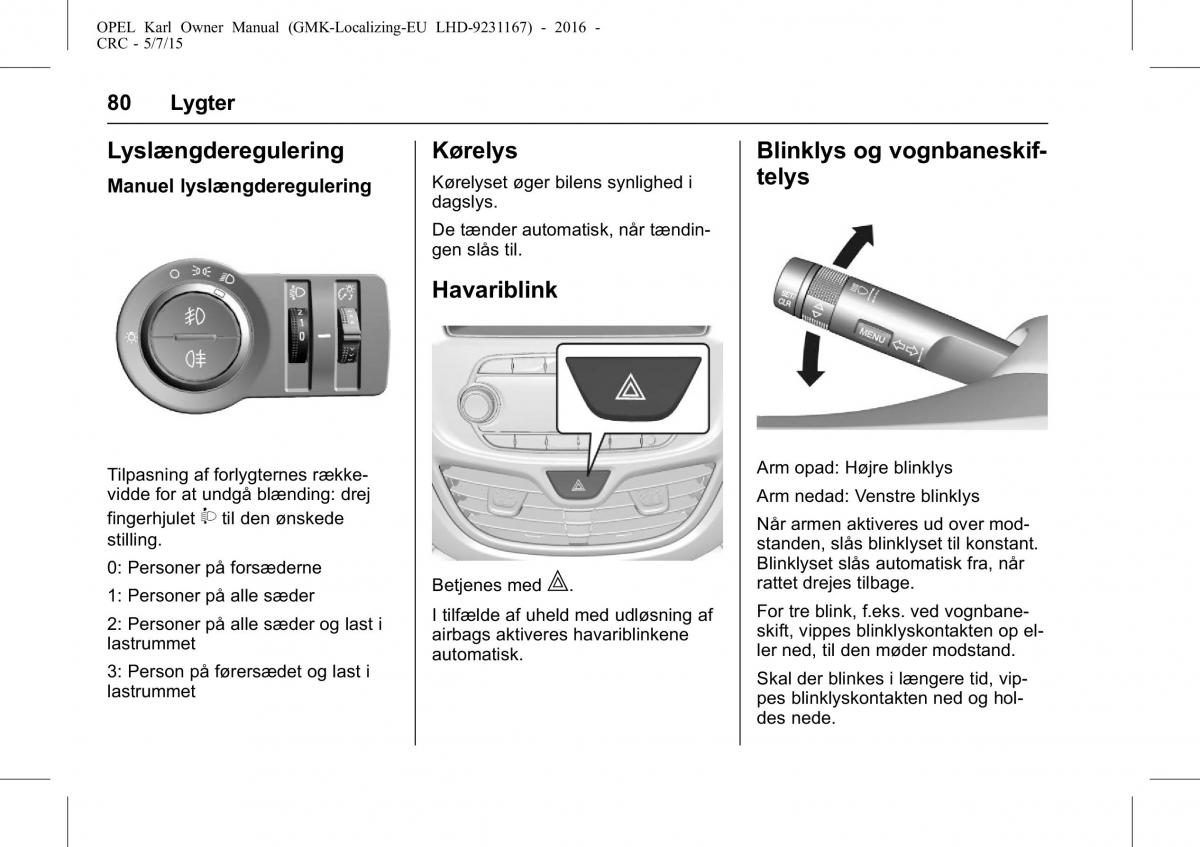 Opel Karl Bilens instruktionsbog / page 81