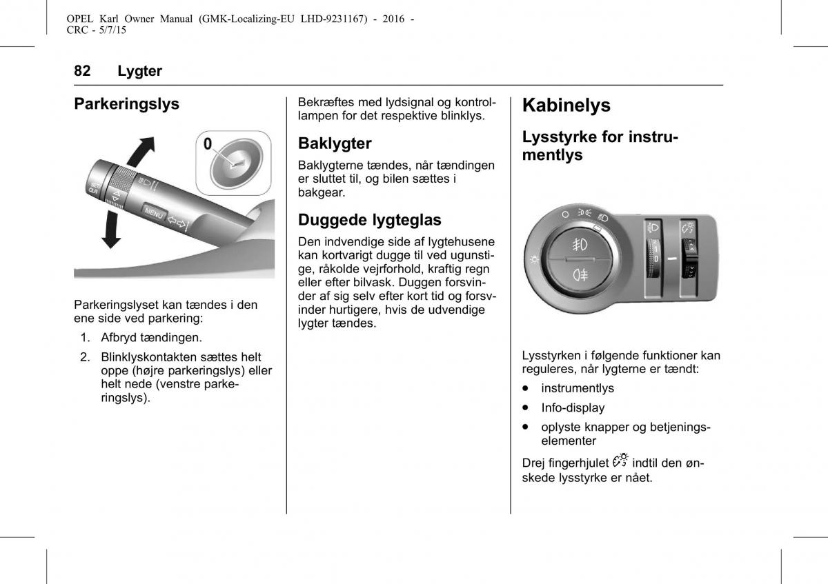 Opel Karl Bilens instruktionsbog / page 83