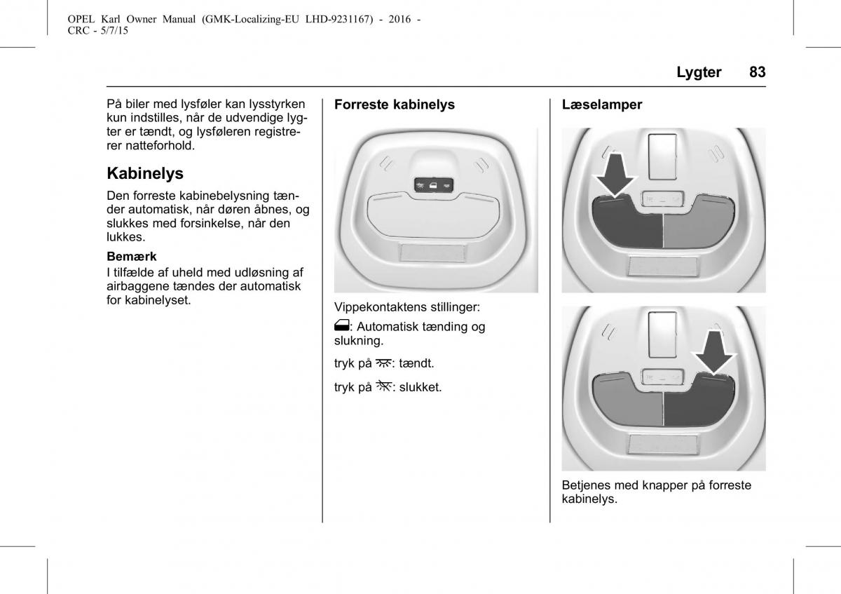 Opel Karl Bilens instruktionsbog / page 84