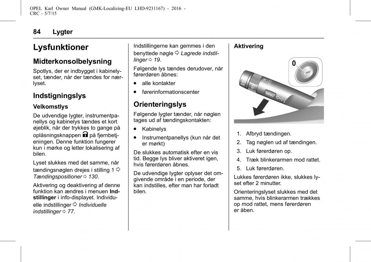 Opel Karl Bilens instruktionsbog / page 85