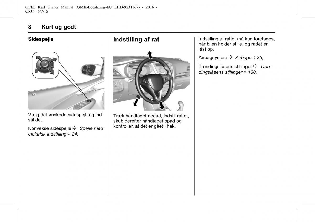 Opel Karl Bilens instruktionsbog / page 9