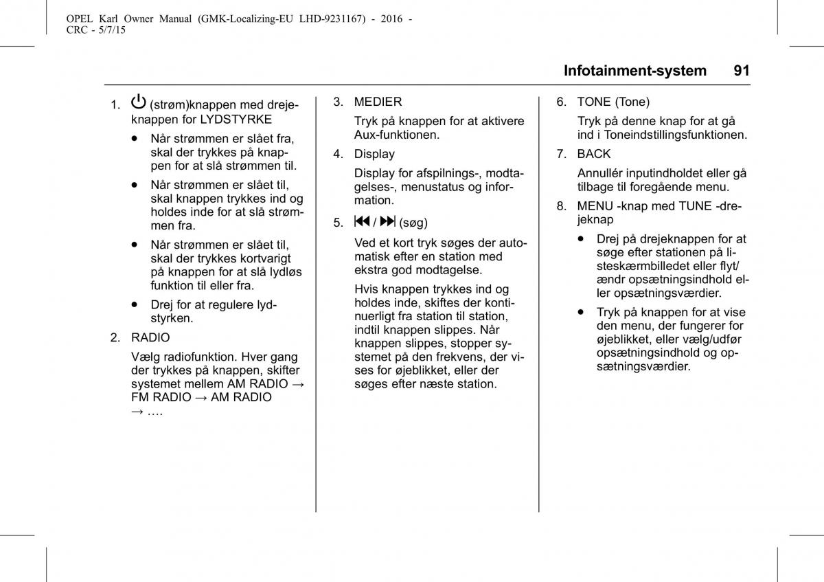 Opel Karl Bilens instruktionsbog / page 92