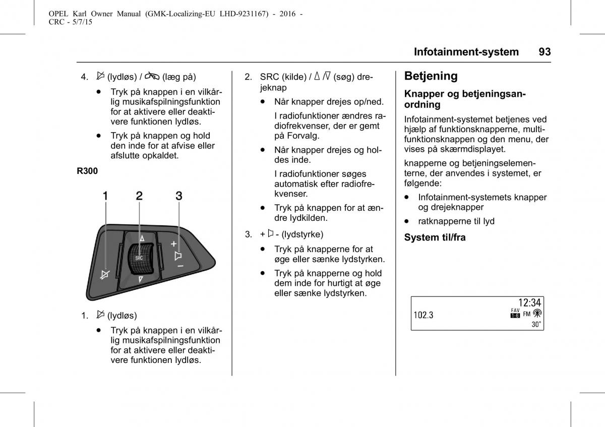 Opel Karl Bilens instruktionsbog / page 94