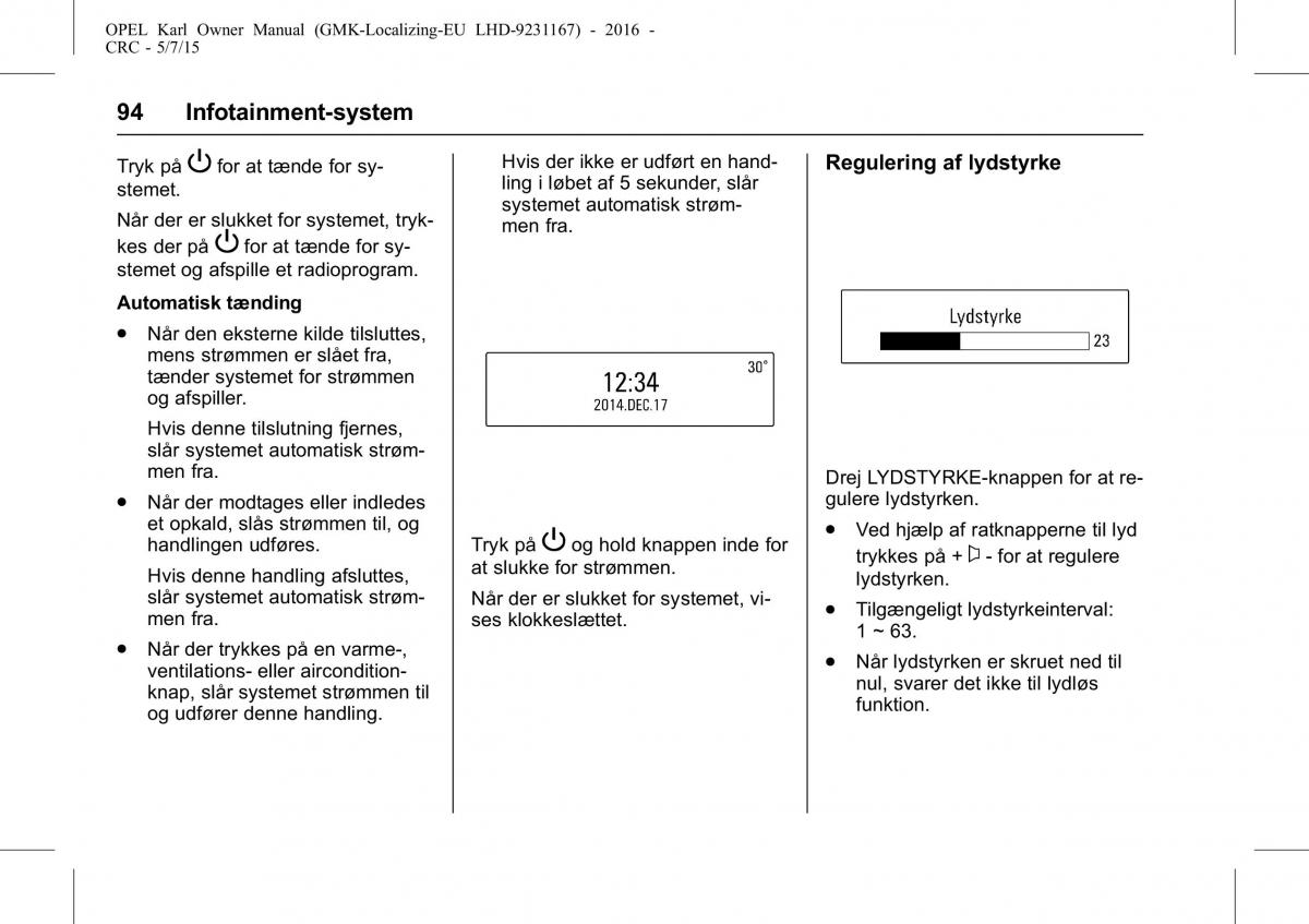 Opel Karl Bilens instruktionsbog / page 95