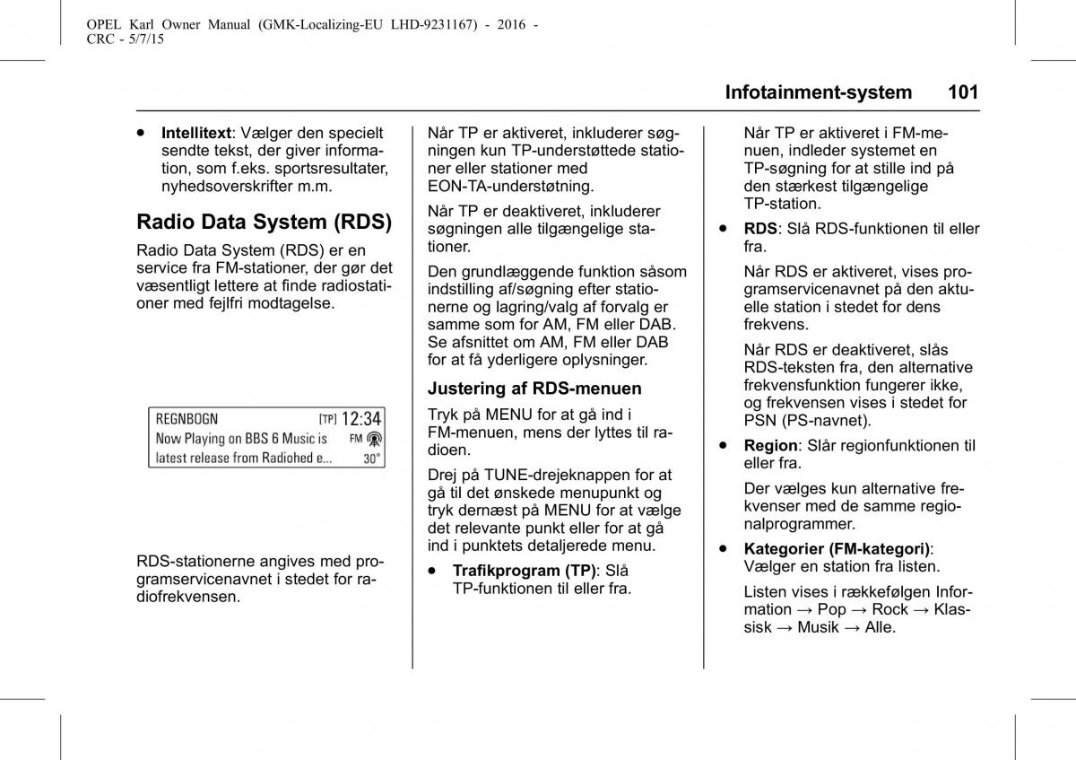 Opel Karl Bilens instruktionsbog / page 102