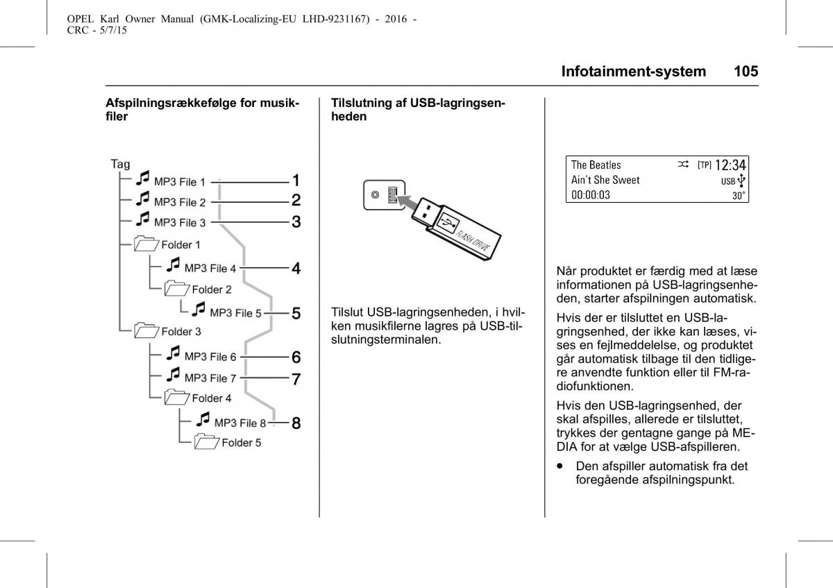 Opel Karl Bilens instruktionsbog / page 106