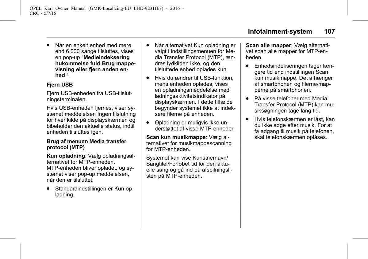 Opel Karl Bilens instruktionsbog / page 108