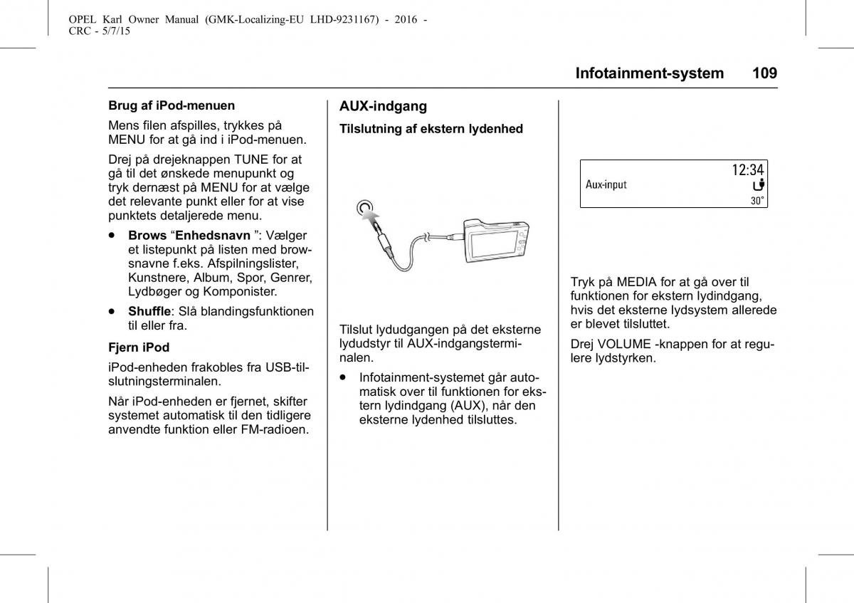 Opel Karl Bilens instruktionsbog / page 110