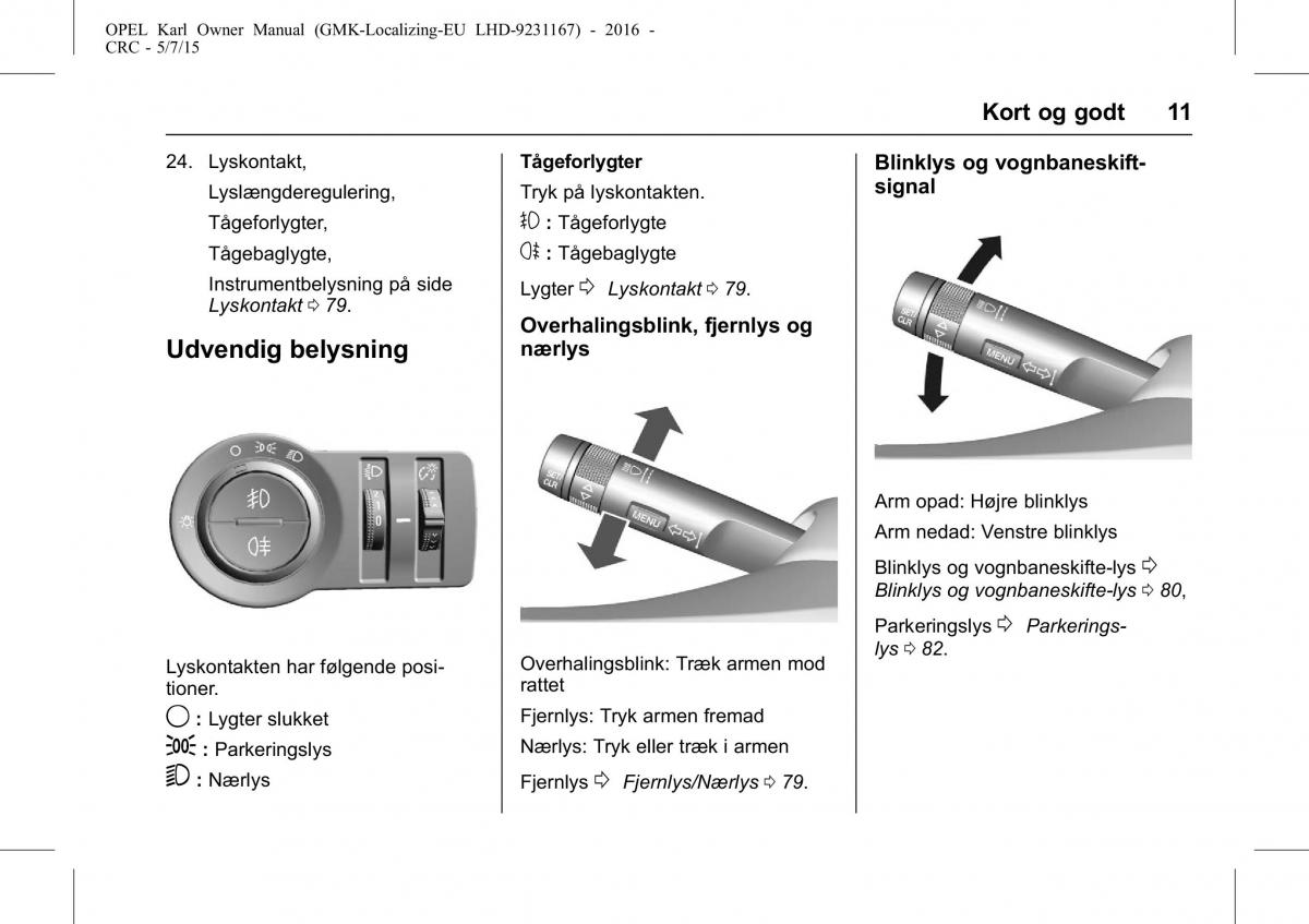 Opel Karl Bilens instruktionsbog / page 12