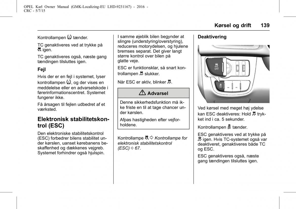 Opel Karl Bilens instruktionsbog / page 140