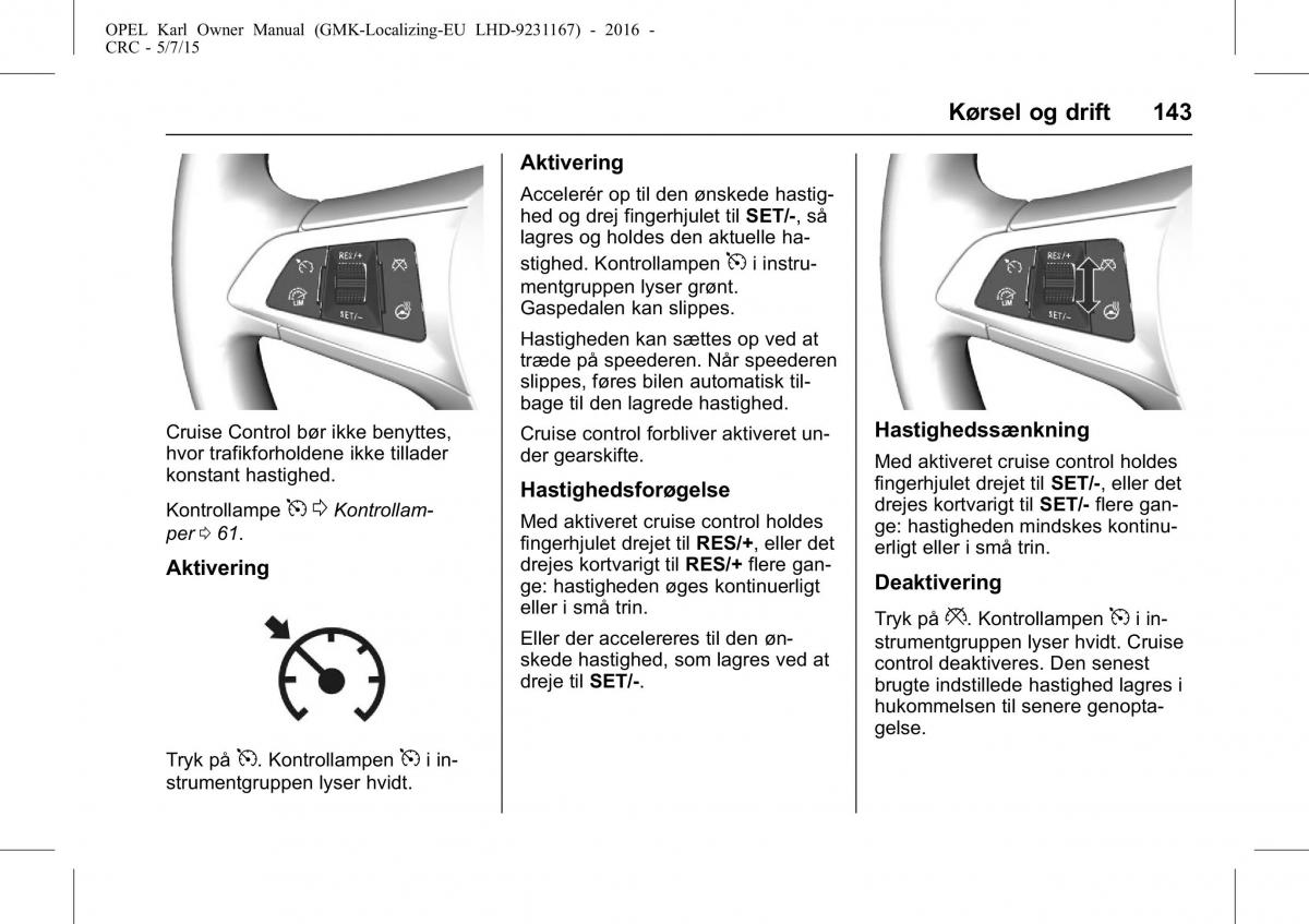 Opel Karl Bilens instruktionsbog / page 144