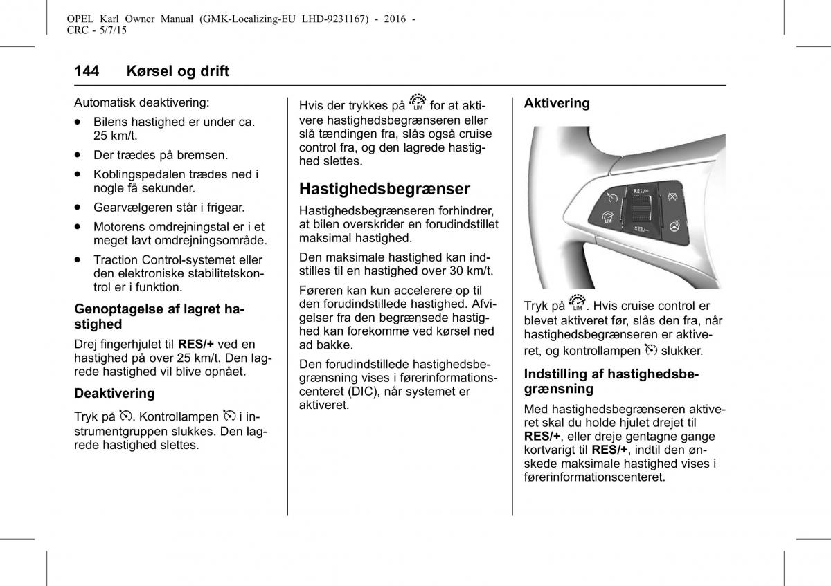 Opel Karl Bilens instruktionsbog / page 145