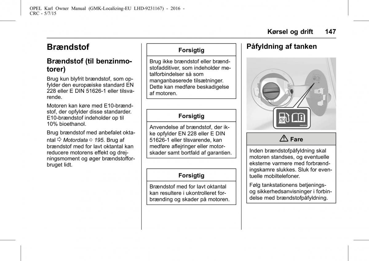 Opel Karl Bilens instruktionsbog / page 148