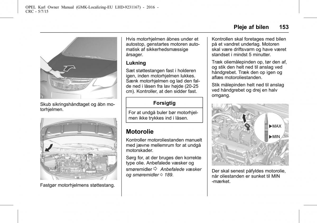 Opel Karl Bilens instruktionsbog / page 154