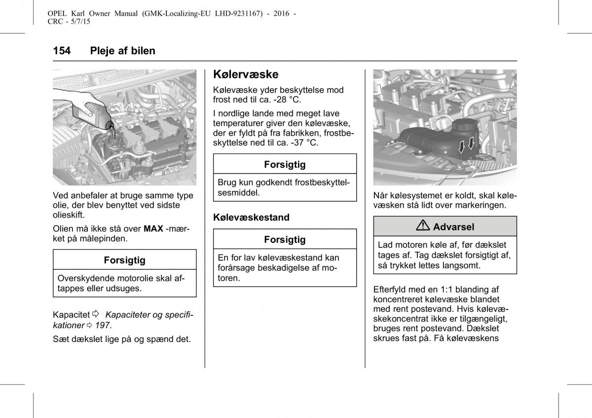 Opel Karl Bilens instruktionsbog / page 155