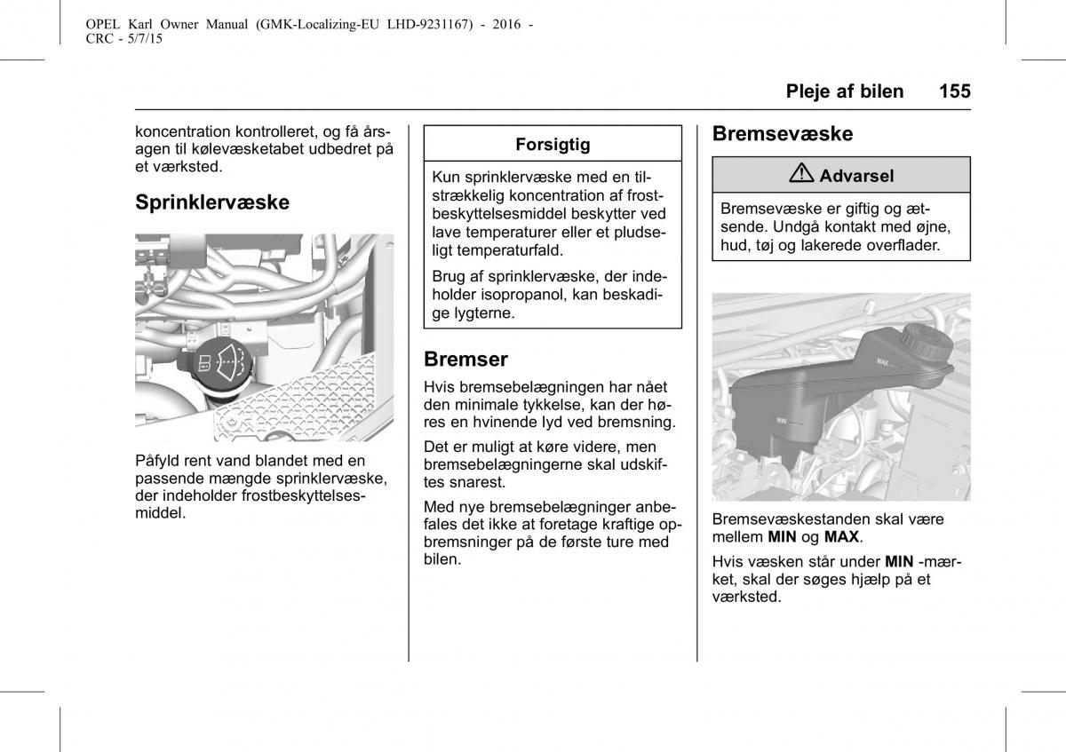 Opel Karl Bilens instruktionsbog / page 156