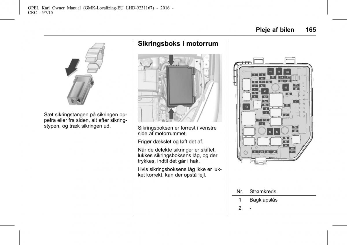 Opel Karl Bilens instruktionsbog / page 166