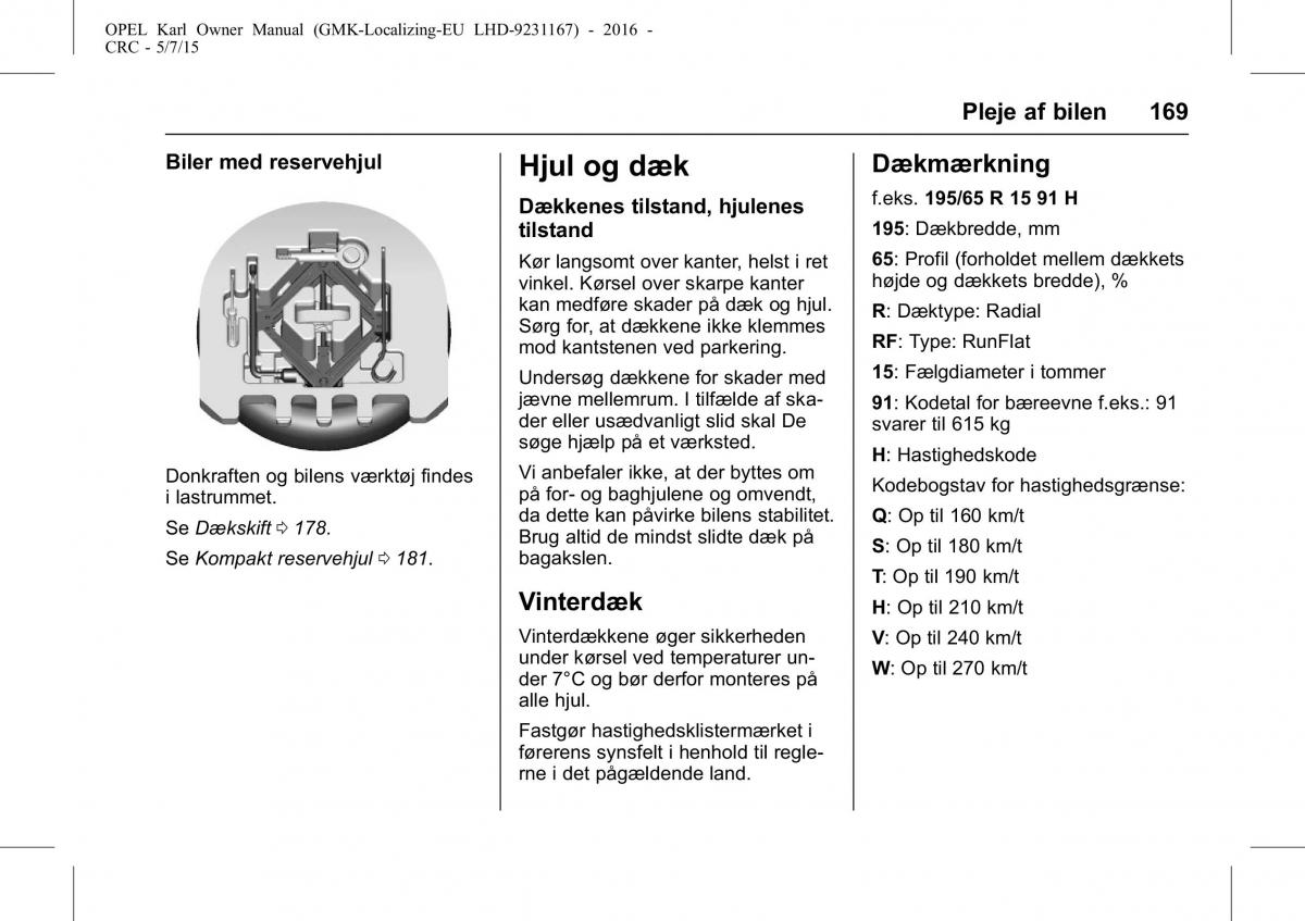 Opel Karl Bilens instruktionsbog / page 170